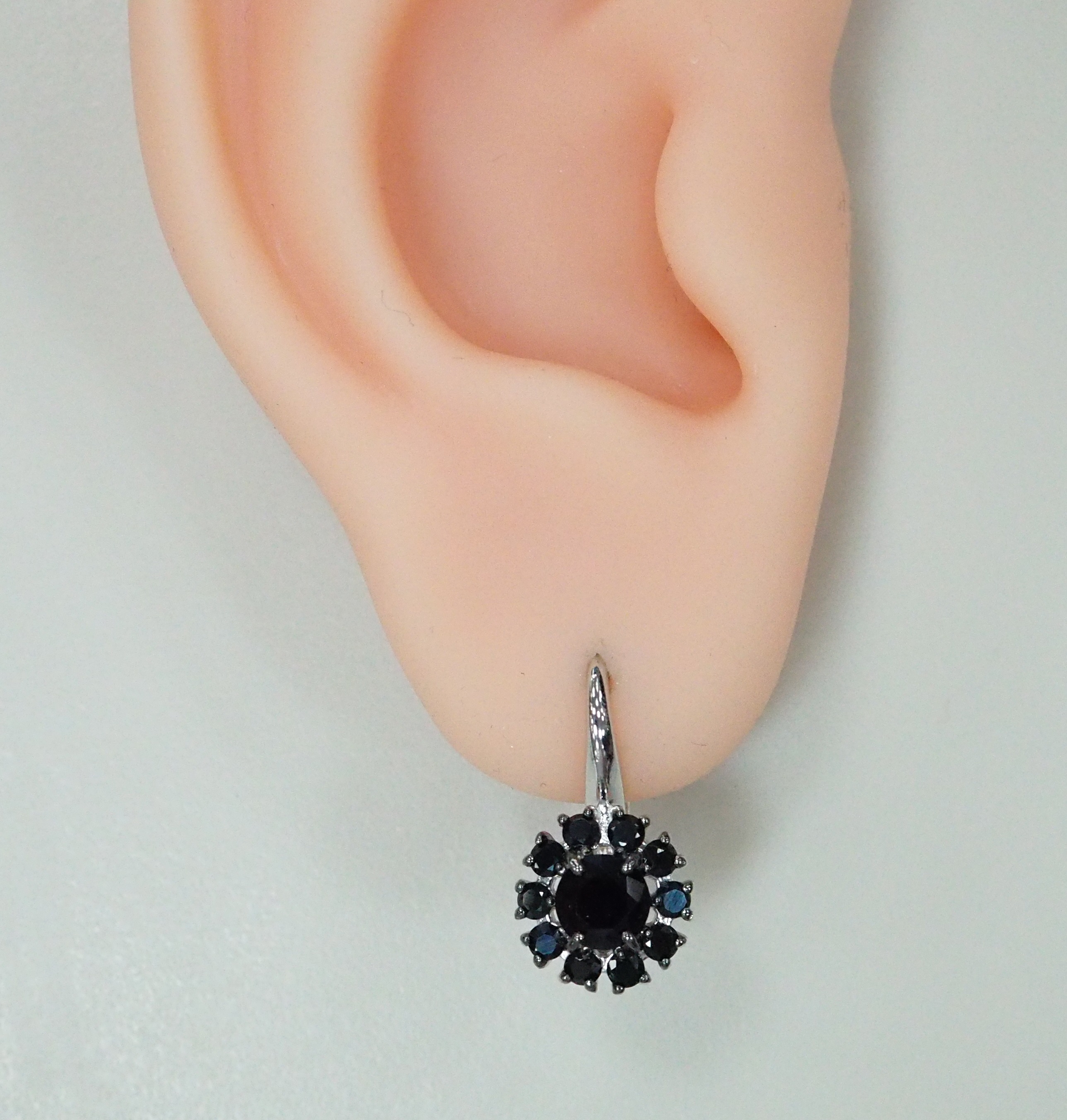 Серебряные серьги с черными турмалинами